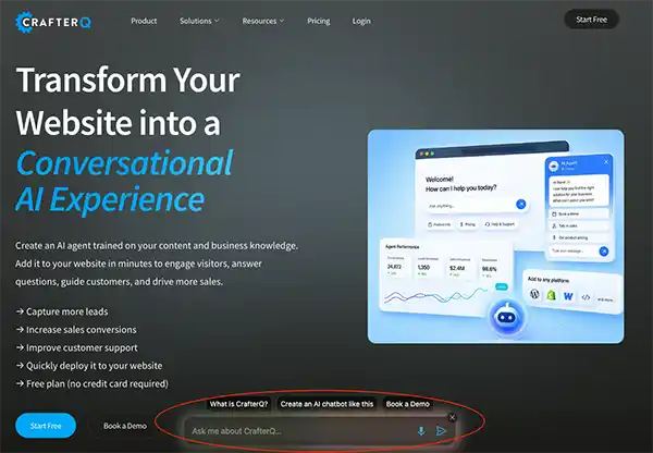 CrafterQ's website in conversational mode